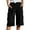 Black, variant on Womens Wide Leg Capri Pants Elastic Waist Cropped Loose Solid Light Side Pockets Summer Strolls Airy Breathable Chic Pants