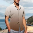 thumbnail image 4 of Summer Shirts For Mens Front Button Lapel Short Sleeve Tops Trendy Gradient Tunics Shirts Trends Lightweight Tunic Blouses Workout Running Gym Clothes, 4 of 6