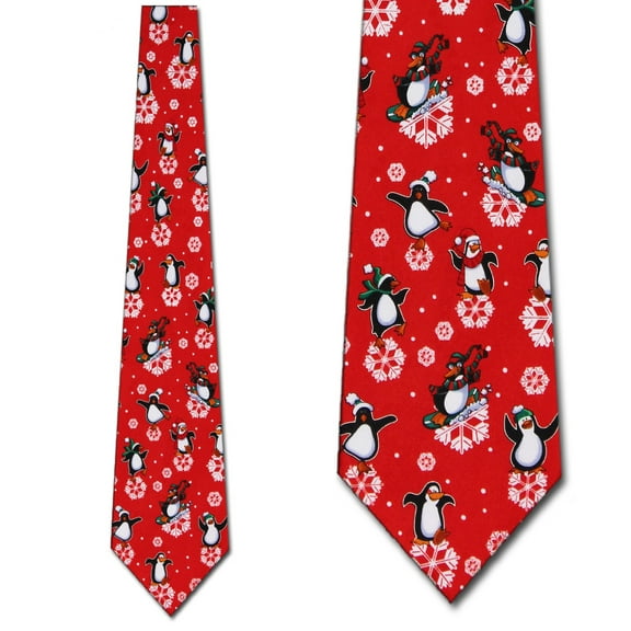 Penguins and Snowflakes Necktie Mens Tie by Tieguy