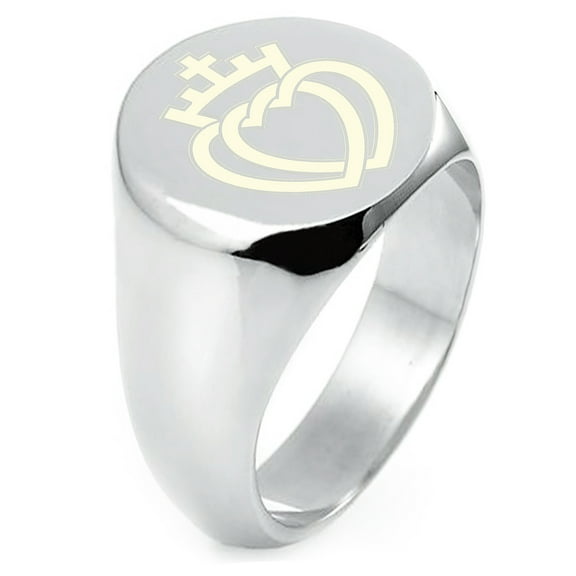 Sterling Silver Crown of Hearts Engraved Round Flat Top Polished Ring