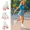 thumbnail image 3 of Fashion Roller Skates, 4 Wheels Flash, Suitable for Girls Boys Outdoor Gift, White + Pink, Women 3-8.5/Men 2.5-7.5, 3 of 9