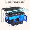 thumbnail image 3 of 40" Farmhouse Lift Top Coffee Table for Living Room, 4 in 1 Storage Coffee Table with Fabric Drawers, Display Cabinet & LED Strip, Small Wood Sofa Side Table, Black, 3 of 9