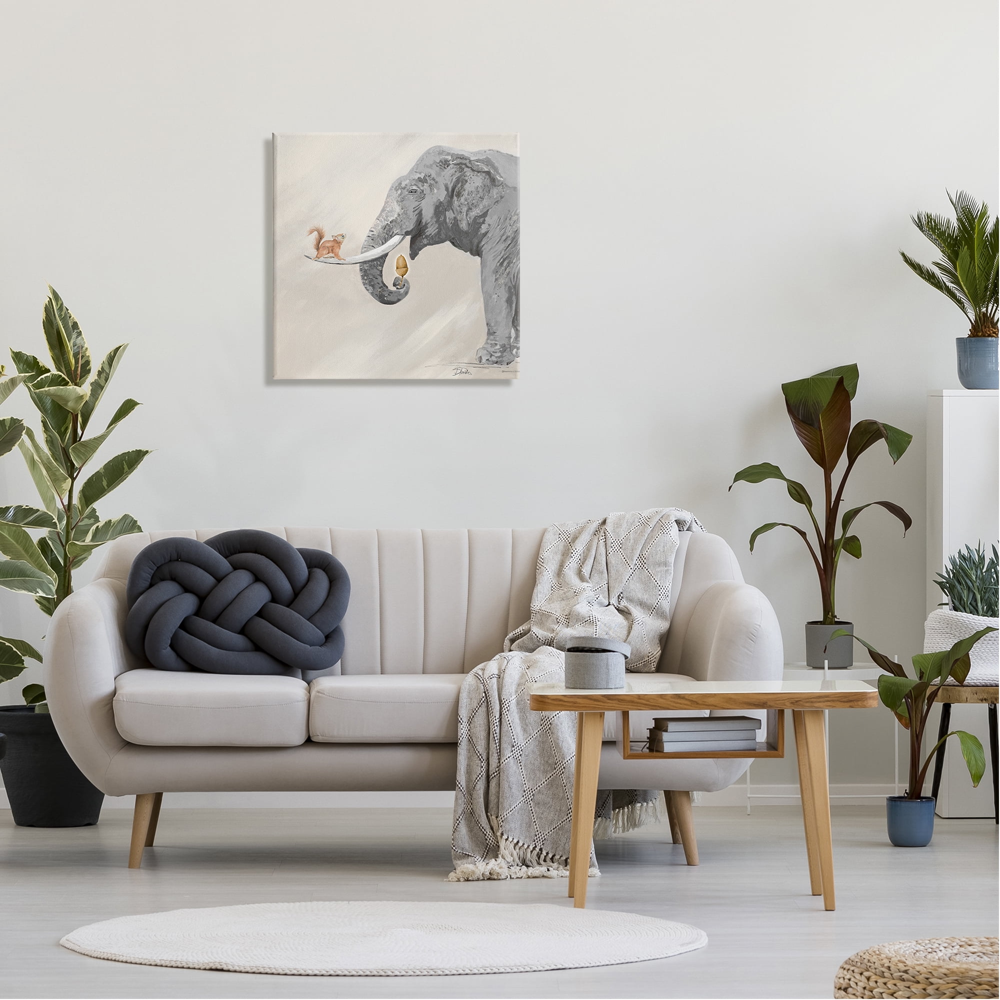Stupell Fun Elephant And Squirrel Acorn Animals Animals & Insects Painting Gallery Wrapped Canvas Print Wall Art