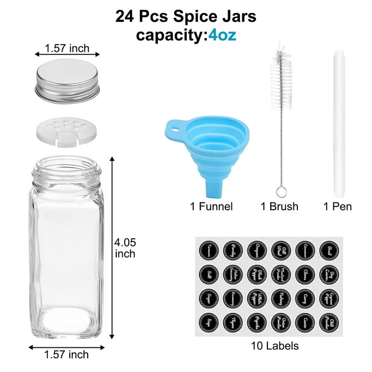 Impresa IMPRESA [15 Pack] Large 4oz Magnetic Spice Jars - Glass - Fridge  Mounted Spice Jars - Spice Rack - Stylish Spice Storage