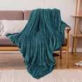 thumbnail image 3 of PiccoCasa Flannel Fleece Blanket, Microfiber Fuzzy Plush Blankets for Sofa, Dark Green 78" x 90", 3 of 8
