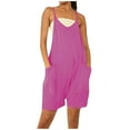 thumbnail image 1 of ICHUANYI Clearance Women's Summer Women's Zipper Pocket Suspender Shorts Jumpsuit Strap Pants(Purple, XL) ICHUANYI WER2023080807344, 1 of 5