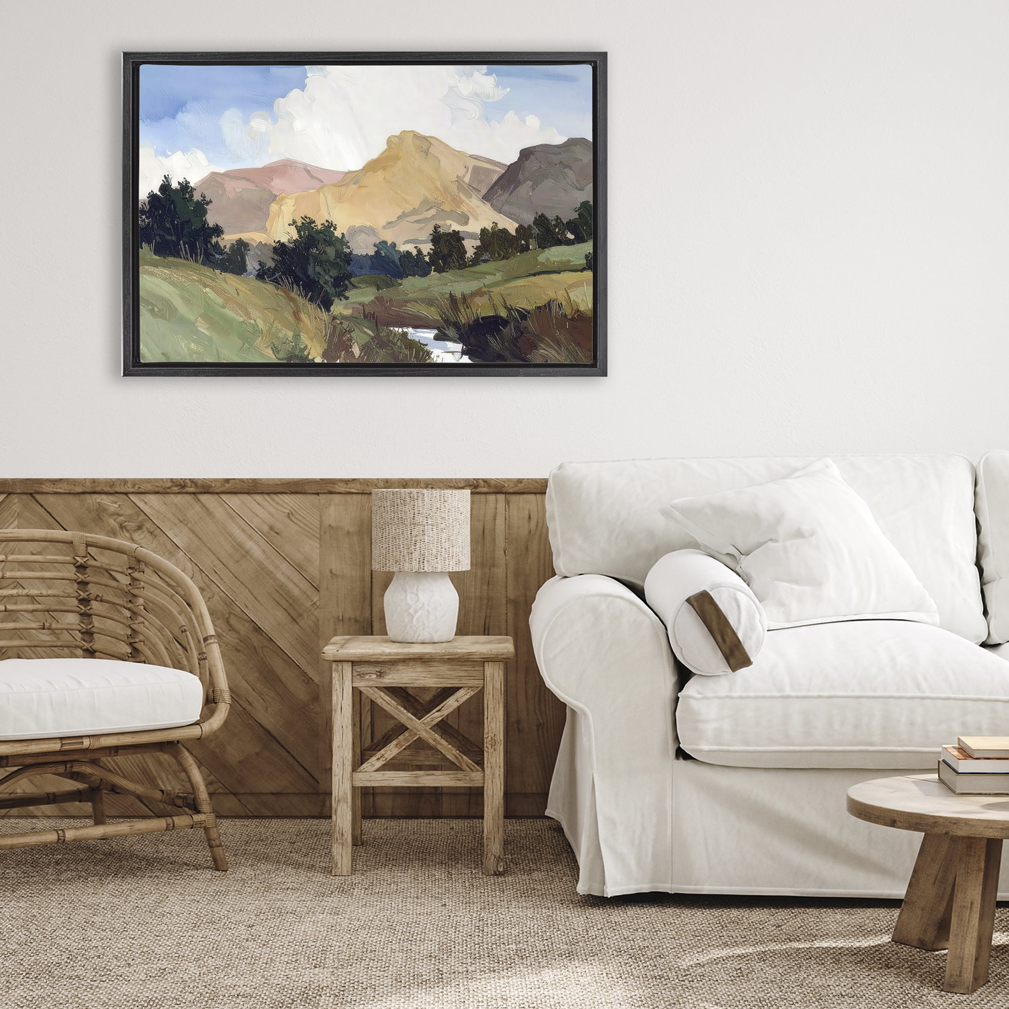 Stupell Industries River Mountain Divide Black Framed Floater Canvas Wall Art, design by Alonza Saunders