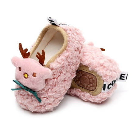 

Leutsin Christmas Toddler Kids Baby Girls Boy Plush First Walk Slip-On Keep Warm Shoes