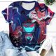 thumbnail image 1 of Hazbin Hotel Moda Casual Mujer Impreso de manga corta Cuello redondo Pullover Tops Azul/S, 1 of 6