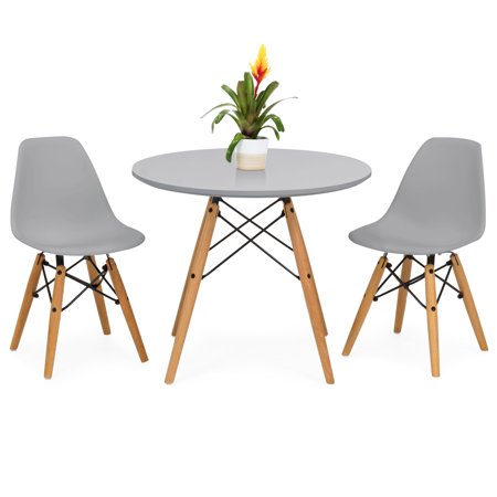 Best Choice Products Kids Mid-Century Modern Dining Room Round Table Set w/ 2 Armless Wood Leg Chairs, (Best Mid Range Tablet)