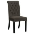 thumbnail image 3 of 2pc Brown Velvet Dining Chairs - Button-Tufted High Back, Espresso Legs, Elegant Rolled Top, Nailhead Trim, 28"x19.5"x41.5", Luxury Dining Room Seating, 3 of 16