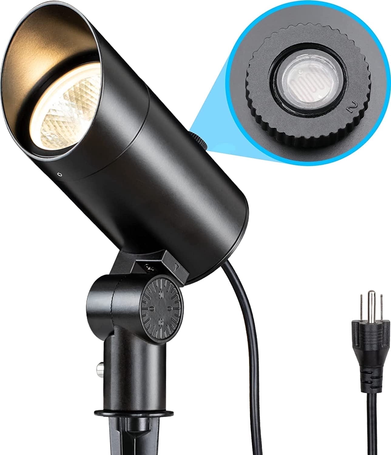 SUNVIE 30W Spotlight Outdoor 120V Dusk to Dawn LED Landscape Lighting Plug in with Photocell Sensor