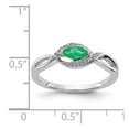 thumbnail image 3 of 14K White Gold Ring Band Gemstone Emerald Marquise Green Diamond Round, Size 6, 3 of 3