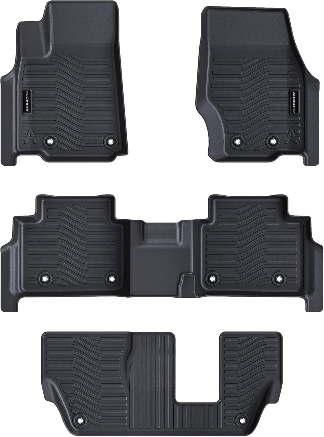 Auxko All Weather Floor Mats Fit for Jeep Grand Cherokee L 7 Seat(2nd Row Bench Seat) 2021-2024 2025 2026 TPE Rubber Liners Accessories All Season Guard Odorless 3 Row Black