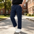 thumbnail image 2 of Nugftut Cargo Pants for Boys, Multi‑Pockets Elastic Waist Casual Outdoor School Pants for Boys,Navy,Sizes 7-8, 2 of 8