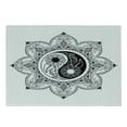 thumbnail image 1 of Ying Yang Cutting Board, Boho Ying Yang in a Flower Hippie Design Floral Mandala Pattern, Decorative Tempered Glass Cutting and Serving Board, Small Size, Black and White, by Ambesonne, 1 of 1