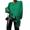 thumbnail image 1 of Liacowi Women Juniors Knitted Sweater Long Sleeve Ripped Pullover Punk Jumpers Tops Fall Loose Knitwear for Teen, 1 of 7