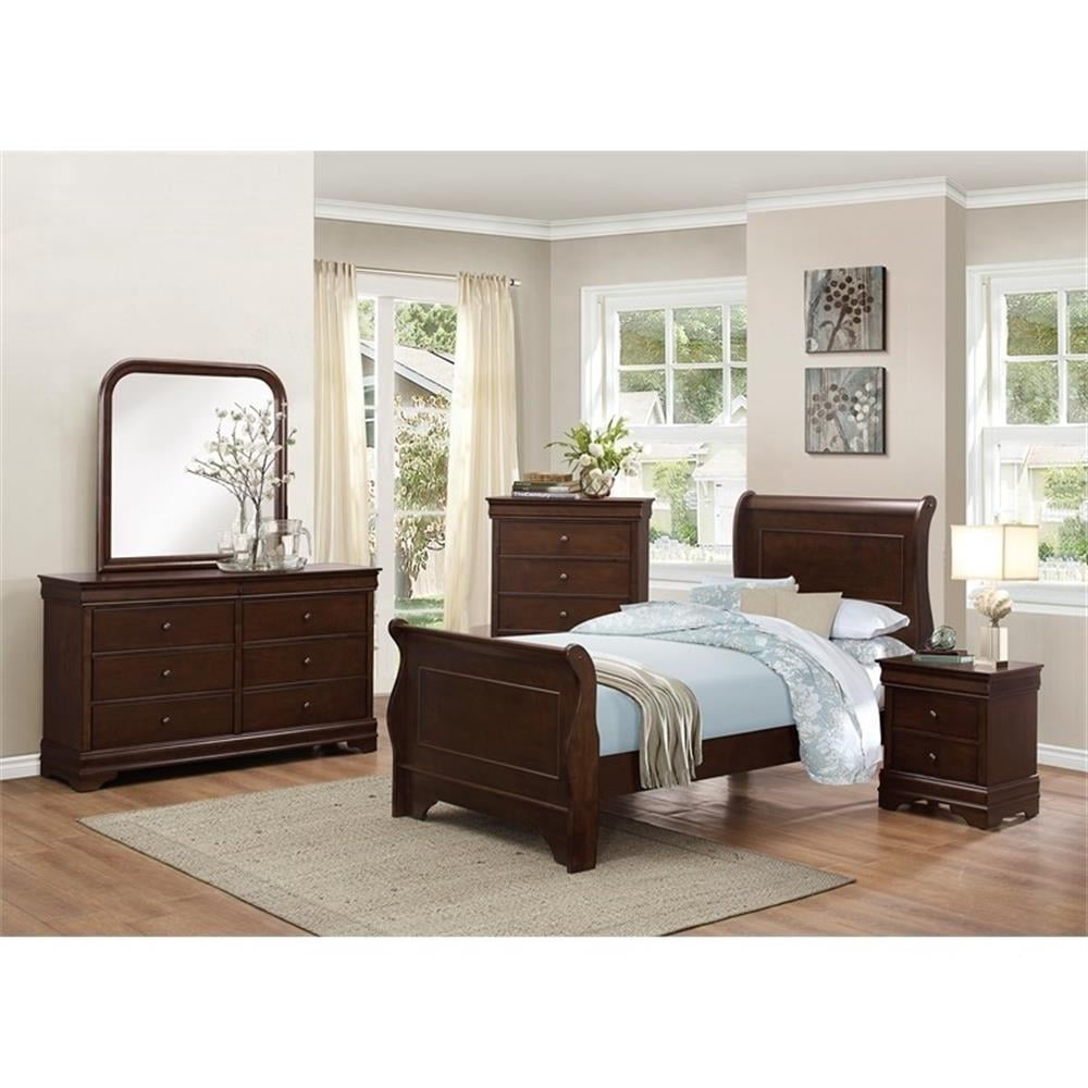 Pemberly Row 3-Drawers Traditional Wood Nightstand in Brown Cherry