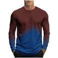 thumbnail image 2 of Men Clothing, Men's Gradient Color Shirts Casual Long Sleeve Crewneck Loose Pullover Graphic T-Shirt Summer Fashion Athletic Tops, 2 of 5