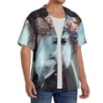 thumbnail image 2 of Rateoe Flower Crown White Horse Print Mens Front Pocket Hawaiian Shirts Casual Shirts Short Sleeve Button Down Beach Tropical Shirts-XX-Large, 2 of 5