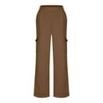 thumbnail image 6 of XFLWAM Womens Wide Leg Cargo Pants Elastic High Waist Stretch Suit Pants Baggy Casual Loose Fit Business Work Trousers with Pockets, 6 of 8