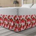 thumbnail image 1 of Red Bed Skirt, Delicious Big Strawberries on Pink Background Tasty Juicy Ripe Summer Fruits, Elastic Bedskirt Dust Ruffle Wrap Around for Bedding Decor, 4 Sizes, Red Green Pink, by Ambesonne, 1 of 2