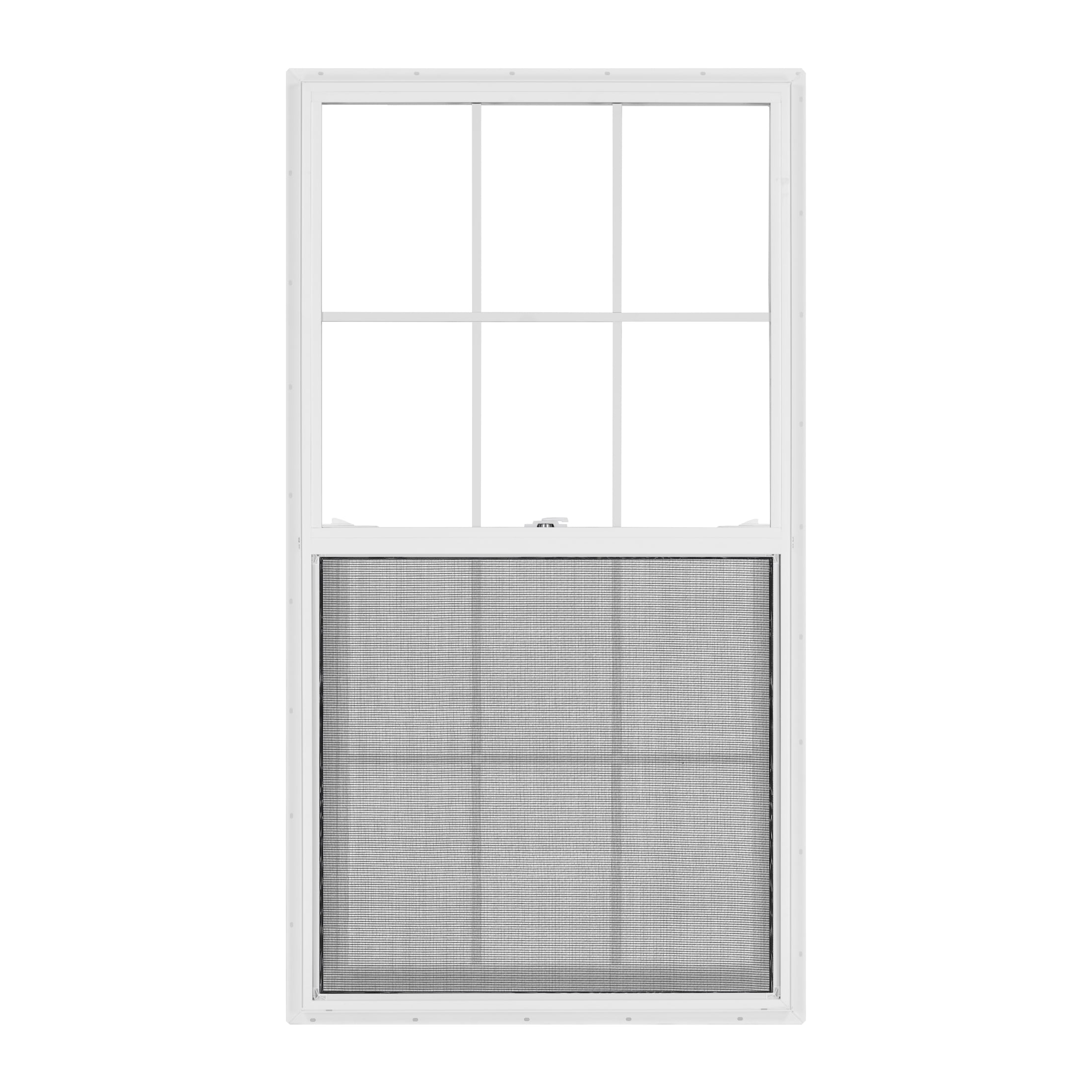 32 in. x 60 in. White Vinyl Double-Pane Insulated Single Hung Window with Grids