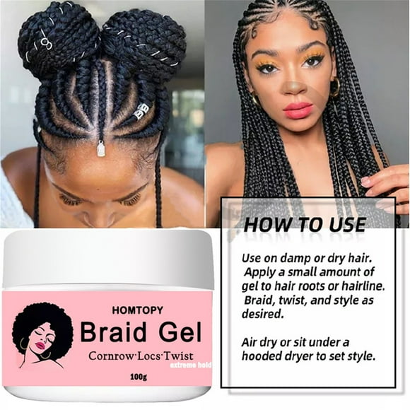 Xihbxyly Crema de Gel para Trenzas, Gel de Peinado de Fijación Flexible, Enriquecido con Biotina para Nutrir El Cabello, Acabado Brillante o Mate, Apto para Todo Tipo de Cabello, 100 G, Moldeador par