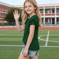 thumbnail image 6 of Asxite Toddler Girls Tshirt Ruffle Sleeve V Neck Casual Breathable Summer Tops 2-12Y, 6 of 7