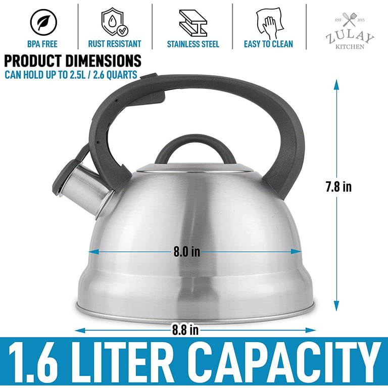  Tea Kettle Whistling Tea Pot with Ergonomic Handle Teapot for  Home Kitchen, Universal Base for Induction,Stovetop, Electric - 3.1 Quart/3  Liter Stovetop Kettle Tea Pot Fast to Boil Water : Home