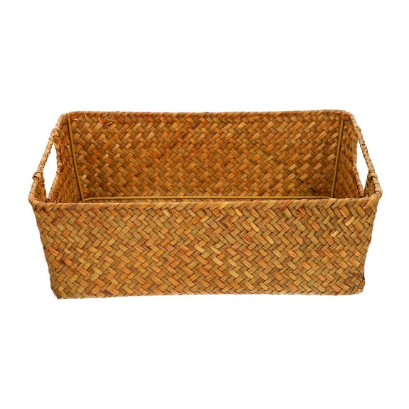 OUNONA Storage Baskets Woven Basket Wicker Large Organizinghandle Pantry Natural Organizer Hand Shelves