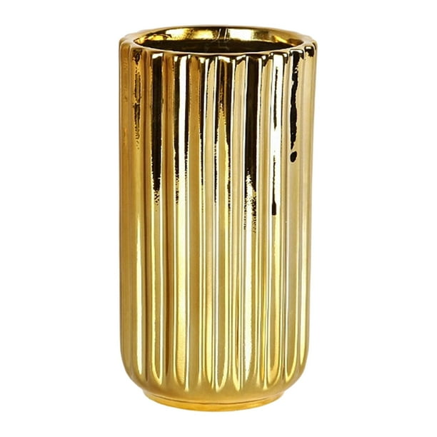 Jarrón de cerámica dorado con forma de cilindro, para flores, decoración minimalista, regalo 8 cm x 155 cm