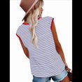 thumbnail image 3 of Tops Elegantes e Informales de Verano para Mujer, Camisas A Rayas, Tops de Corta con Bloques de Color, Corte Holgado, Rojo XL, 3 of 9