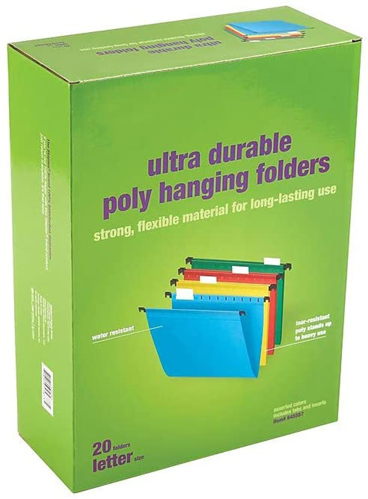 MyOfficeInnovations Poly Hanging File Folders 5Tab Letter Size