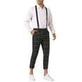thumbnail image 2 of INSPIRE CHIC Plaid Cropped Pants for Men's Tapered Leg Formal Checked Trousers with Suspender, 2 of 5