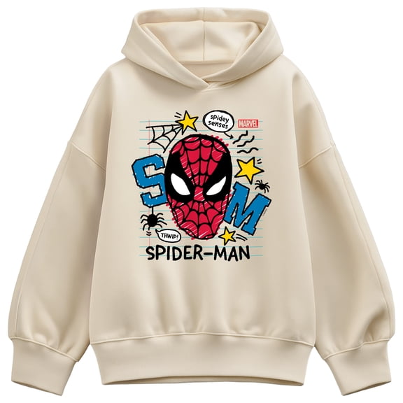 Marvel - Spider-Man Scribbled Notebook Oversized Fleece Hoodie Sweatshirt