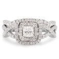 thumbnail image 2 of AFFY 1CT Princess & Round Moissanite Diamond Infinity Double Halo Bridal Ring Set 14K White Gold-9.5, 2 of 7