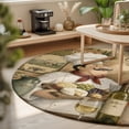 Chef 3FT Round Area Rugs Wine Bottles Grapes Cheese Rustic Farmhouse ...