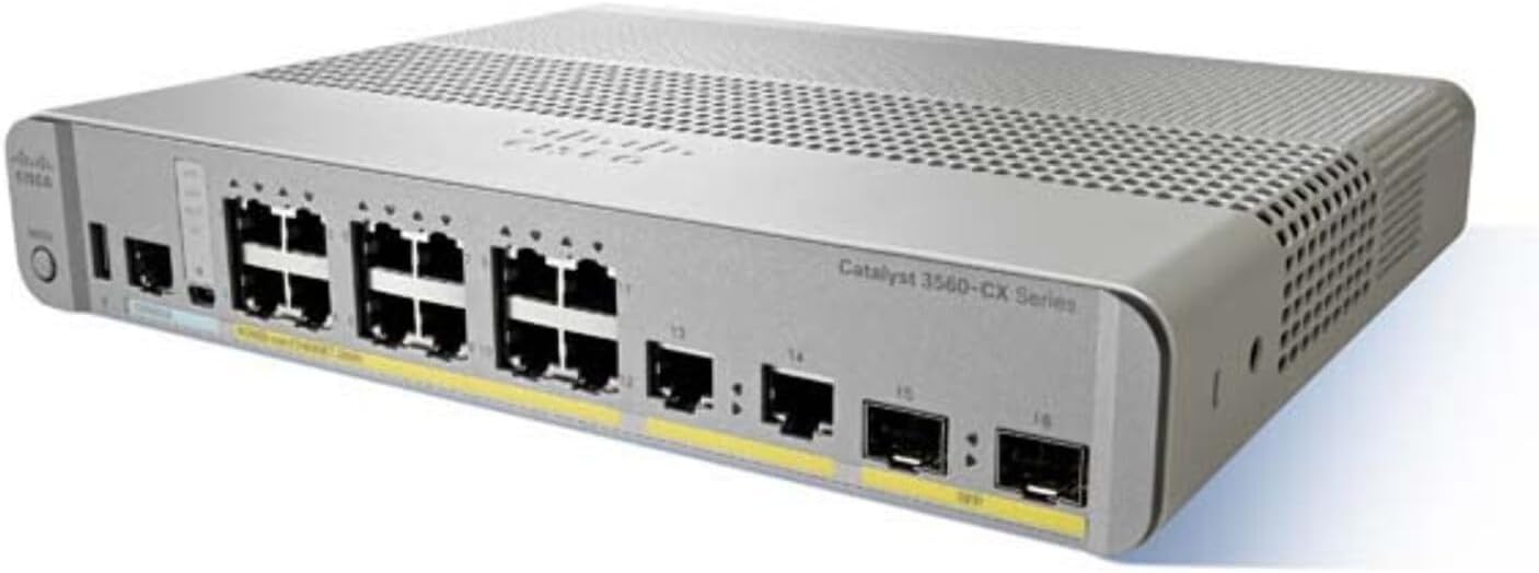 Restored Cisco Catalyst 12-Port Ethernet Switch, 3560-CX Series, PoE P/N: WS-C3560CX-12PC-S (Refurbished)