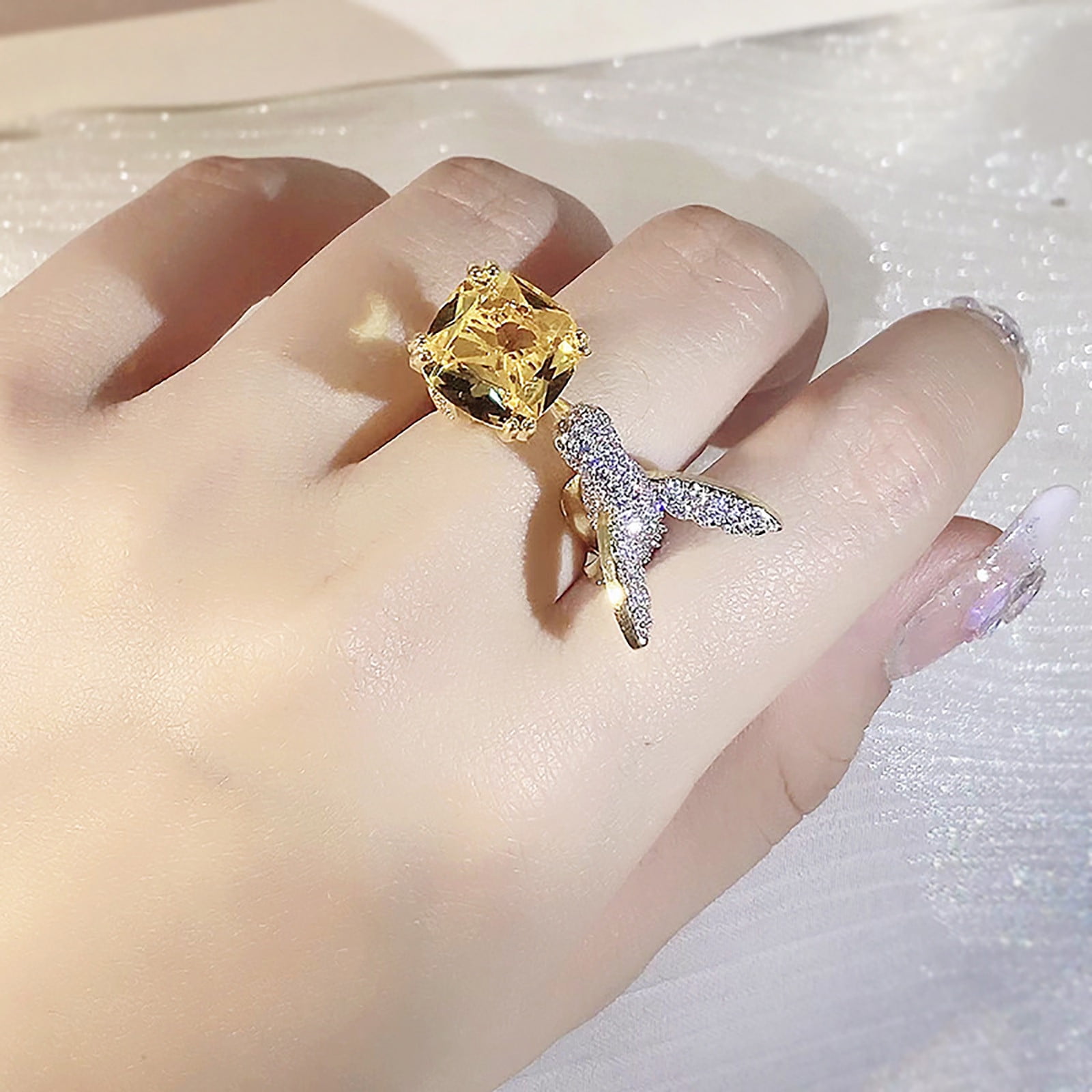 CDE 925 Sterling Silver Ring Hummingbird Swarovski Crystals Expandable –  CDE Jewelry Egypt