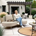 thumbnail image 3 of Beige Outdoor Loveseat, Patio Couch With Aluminum and Wicker Frame, 3 of 5