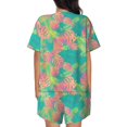 thumbnail image 4 of Womens Pajama Sets With Pocket, Colorful Palm Leaves Lounge Sets Short Sleeve Sleepwear PJ Sets for Women, 4 of 6
