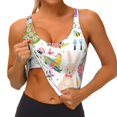 thumbnail image 4 of Haiem Spring Flowers Birds Pattern Womens Sports Bra - U Neck Padded Low Impact Yoga Bra Workout Crop Top Gym Moisture-Wicking Workout Vest -Small, 4 of 9
