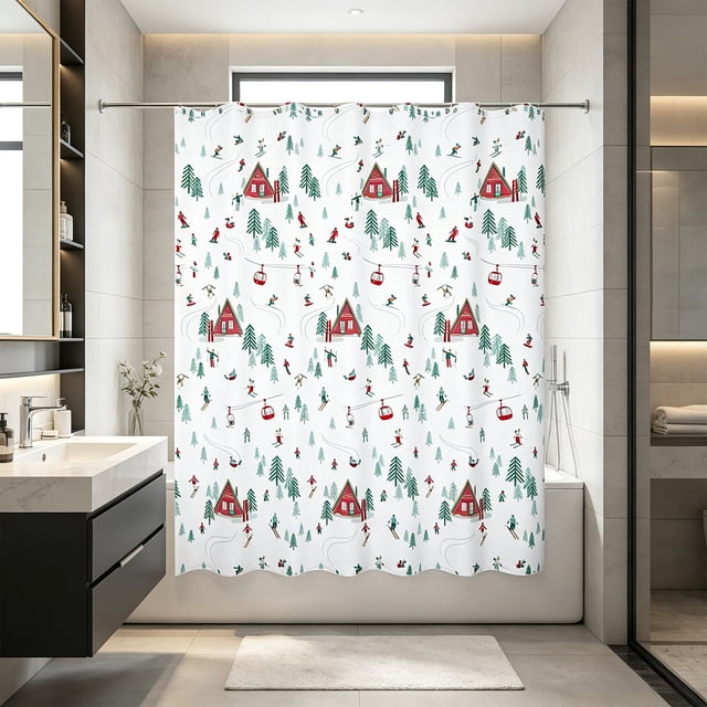 Aufmer Home Hotel Bathroom Partition Curtain Thickened Waterproof Fabric Privacy Isolation Drape Mildew Resistant Decorative Cover For Shower Room Toilet Daily Use