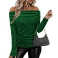 thumbnail image 4 of Xuyuer Women's Solid Color V-Neck Long Sleeve Pullover, Pile Casual Fashion Top for Women's Blouses Collection, 4 of 9