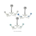 thumbnail image 1 of Belly Button Ring Double Jeweled Dolphin, 1 of 1