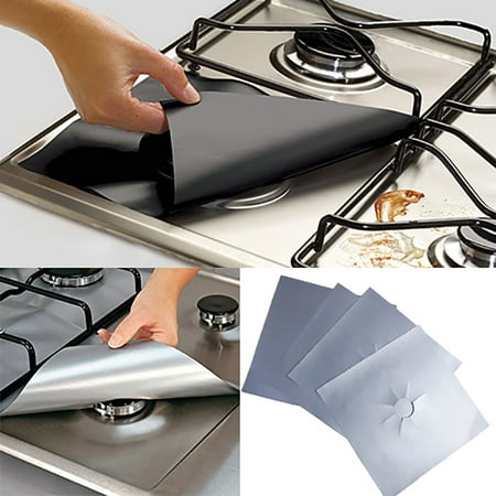 

BetterZ 16 Pcs Square Foil Gas Hob Protector Liner Reusable Easy Clean Protection Pad