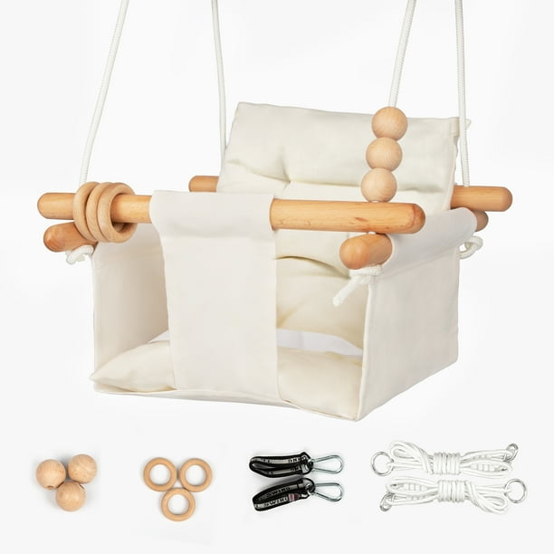 Baby Swing Outdoor Indoor Toddler Swing Seat with Safety Belt, Canvas