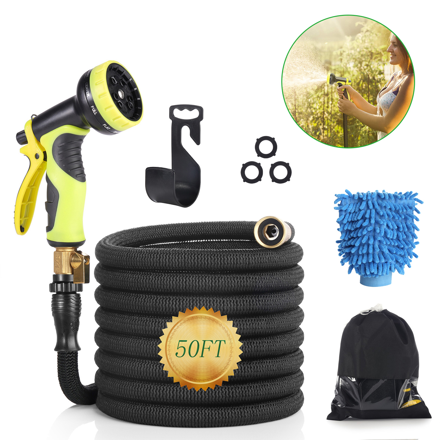 CJC Expandable Garden Hose 50 FT Water Hose, Flexible Water Hose with