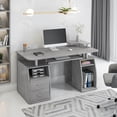 thumbnail image 2 of Techni Mobili Engineered Wood 2-Drawers Computer Desk with Keyboard Tray in Gray, 2 of 16